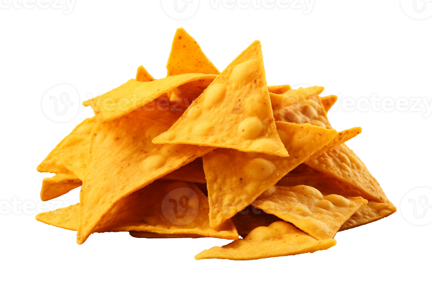 AI generated a pile of nachos isolated on a transparent background, PNG