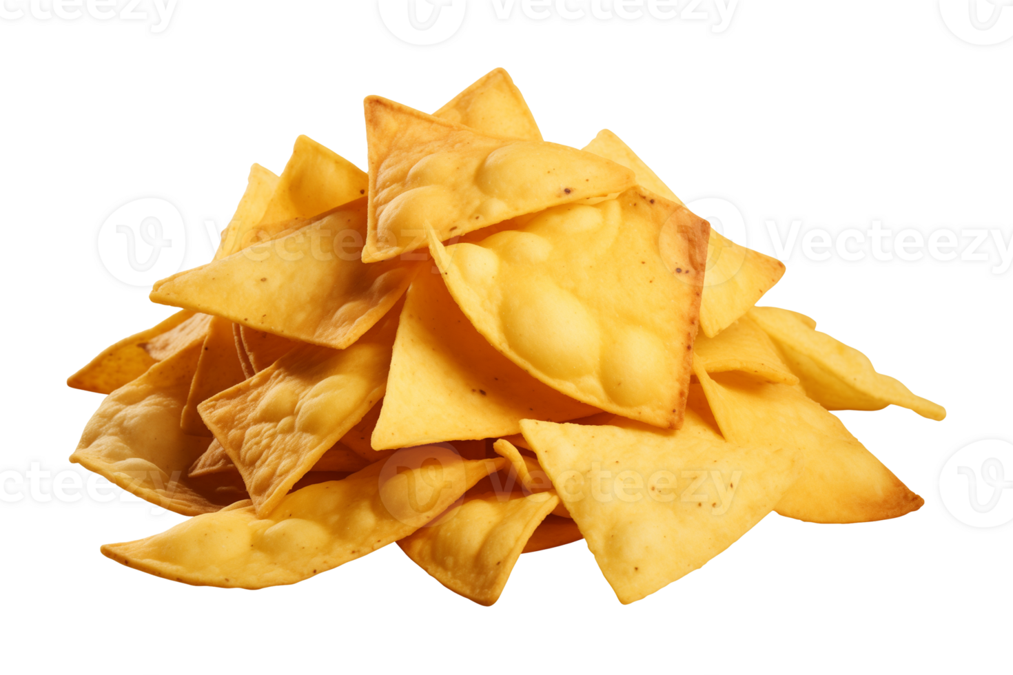 AI generated a pile of nachos isolated on a transparent background, PNG