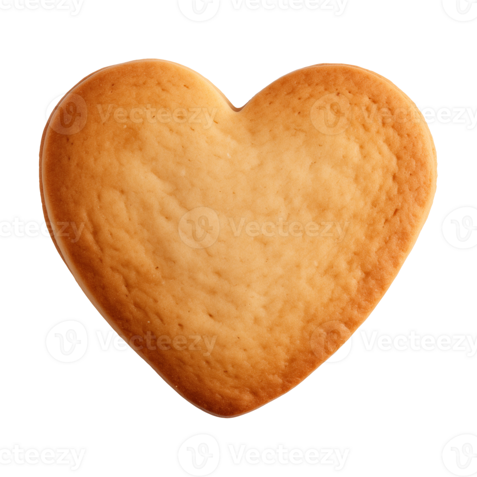 AI generated heart-shaped cookie or biscuit isolated on a transparent background, PNG