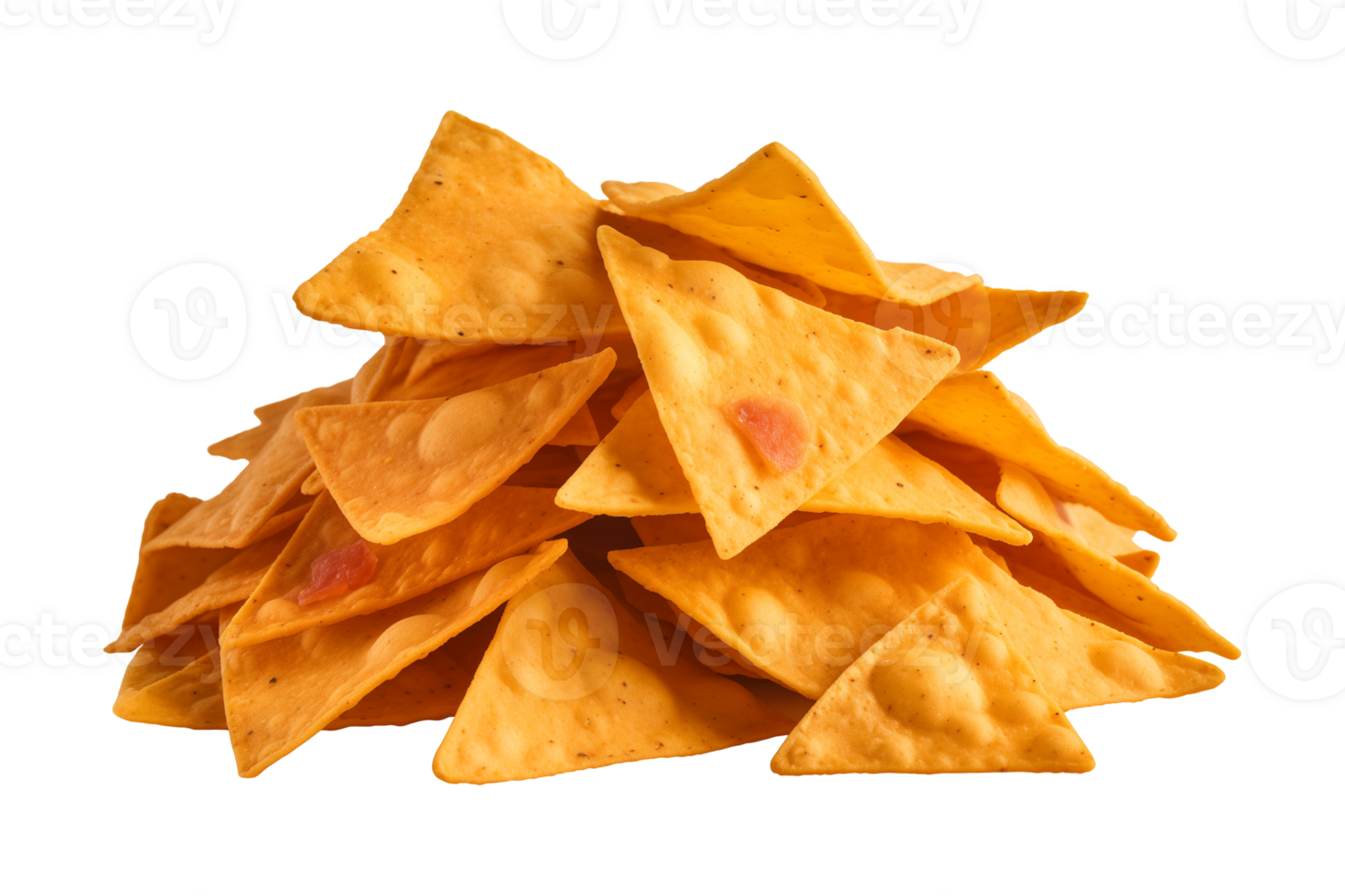 AI generated a pile of nachos isolated on a transparent background, PNG