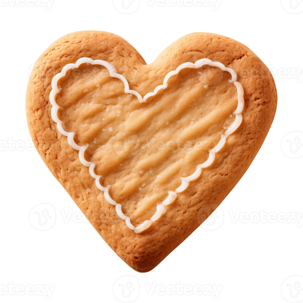 AI generated heart-shaped cookie or biscuit isolated on a transparent background, PNG