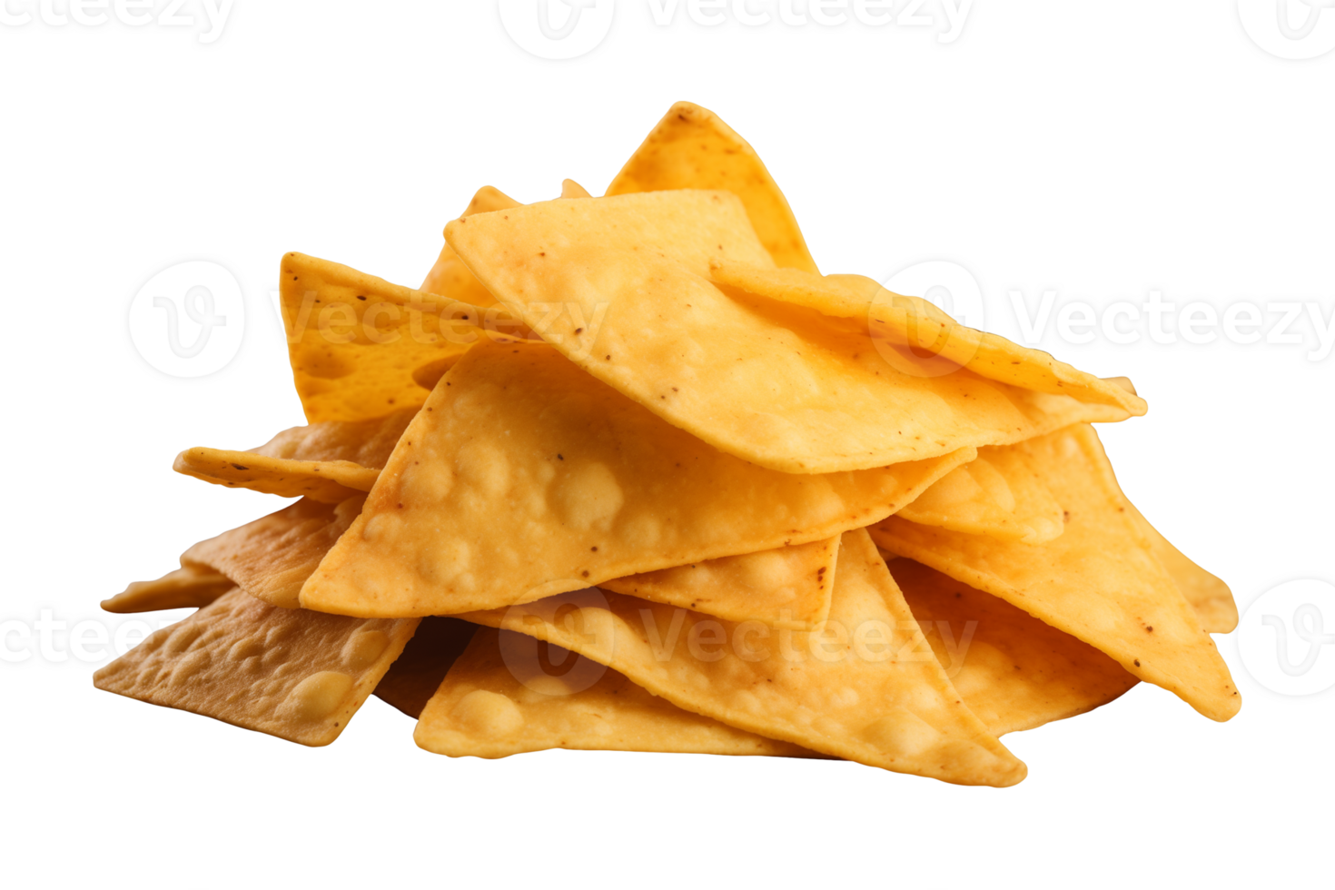 AI generated a pile of nachos isolated on a transparent background, PNG