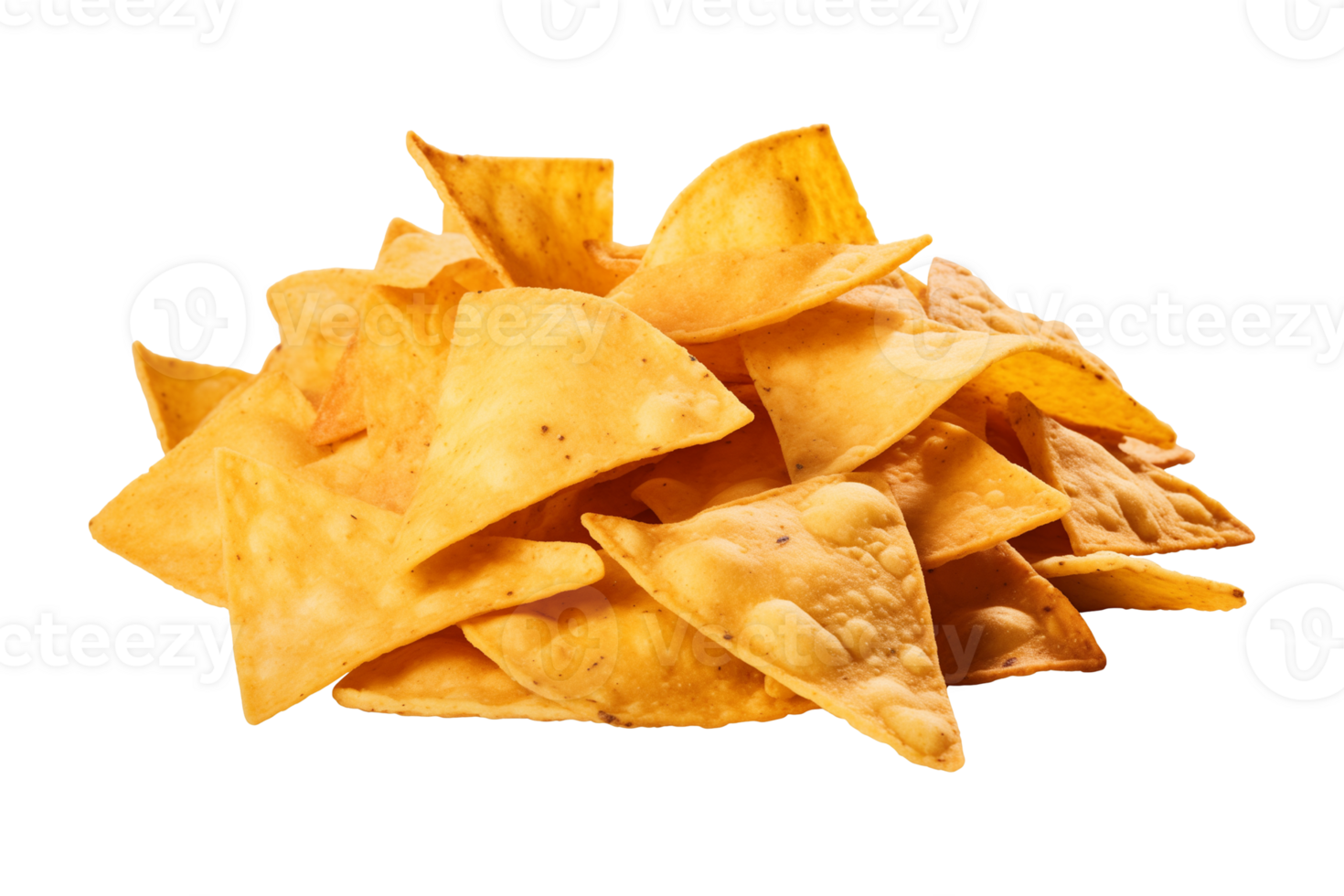 AI generated a pile of nachos isolated on a transparent background, PNG