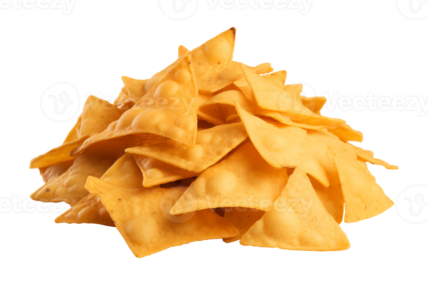 AI generated a pile of nachos isolated on a transparent background, PNG