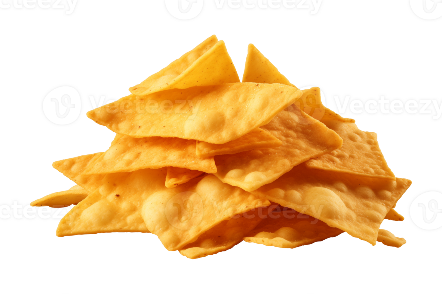 AI generated a pile of nachos isolated on a transparent background, PNG