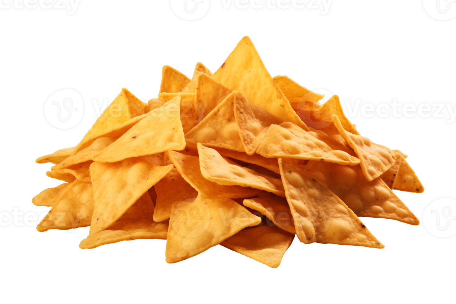 AI generated a pile of nachos isolated on a transparent background, PNG