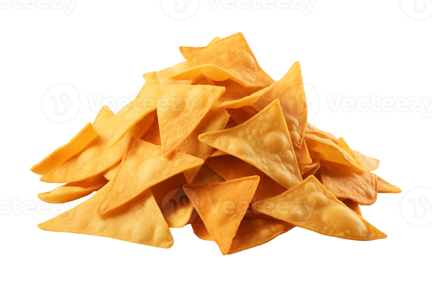 AI generated a pile of nachos isolated on a transparent background, PNG
