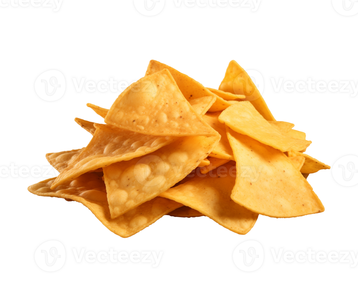 AI generated a pile of nachos isolated on a transparent background, PNG