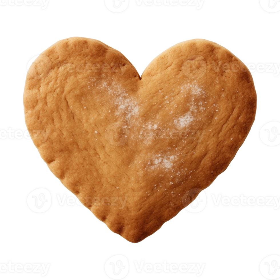 AI generated heart-shaped cookie or biscuit isolated on a transparent background, PNG