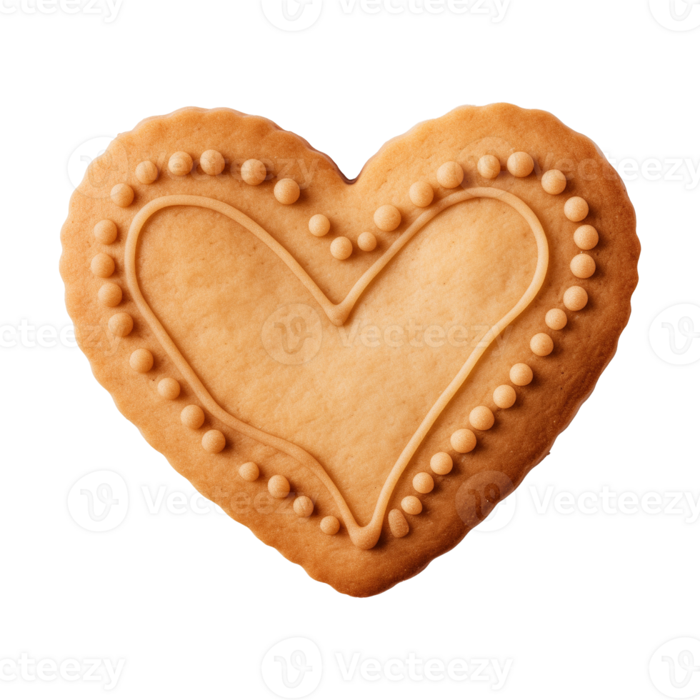 AI generated heart-shaped cookie or biscuit isolated on a transparent background, PNG