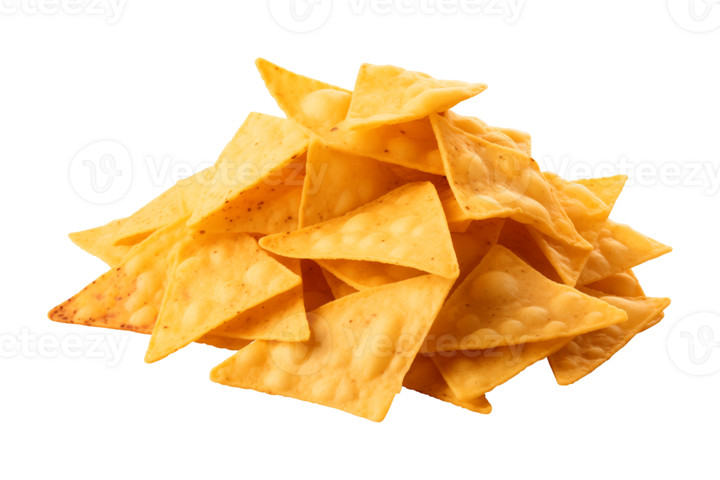 AI generated a pile of nachos isolated on a transparent background, PNG