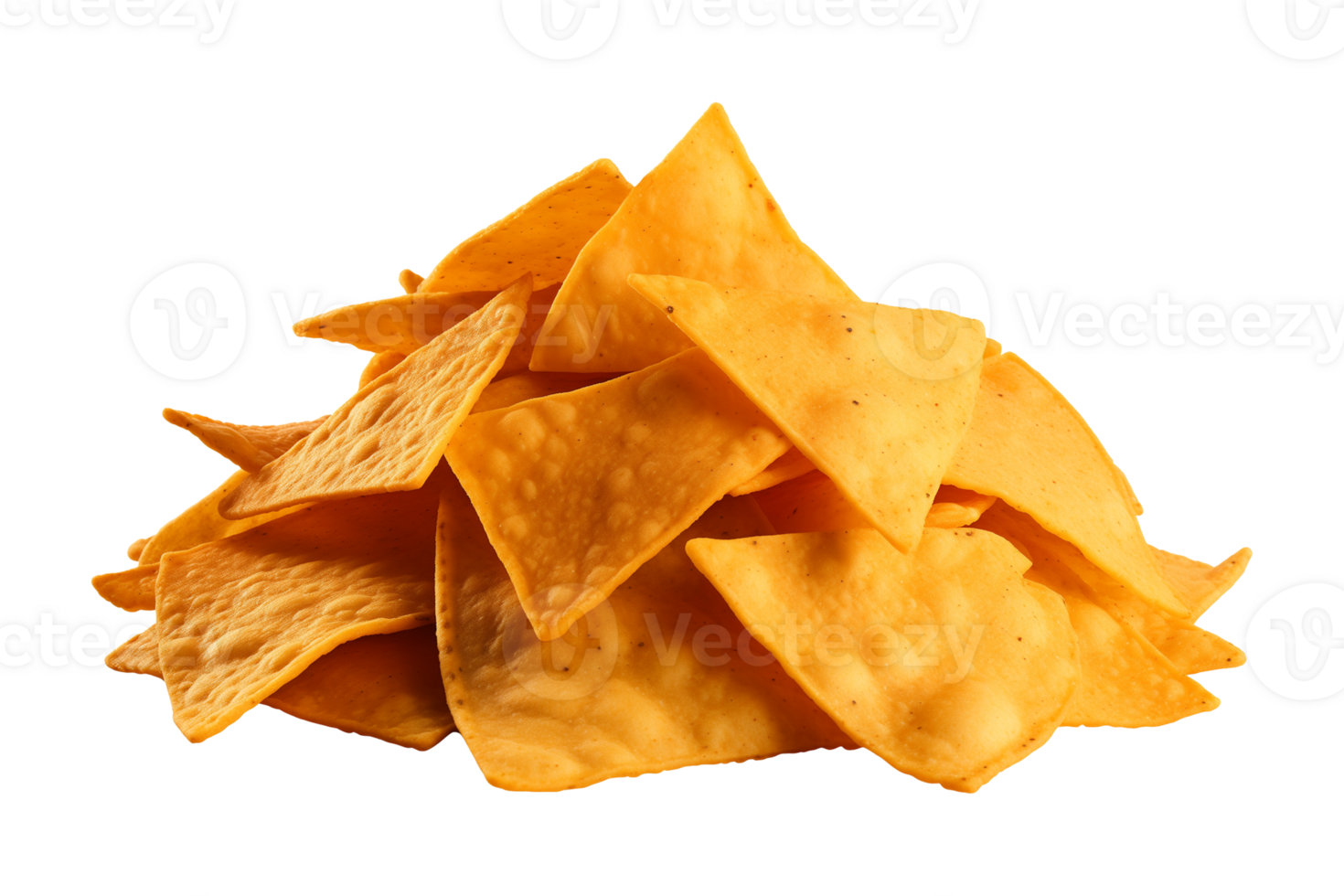 AI generated a pile of nachos isolated on a transparent background, PNG