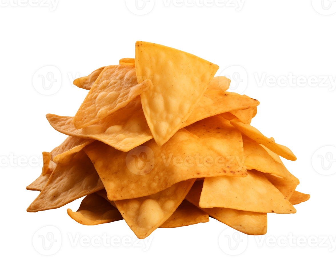 AI generated a pile of nachos isolated on a transparent background, PNG
