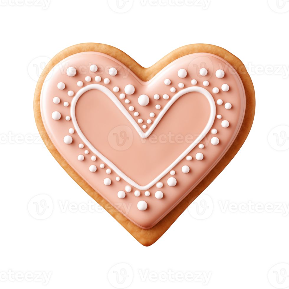AI generated heart-shaped cookie or biscuit isolated on a transparent background, PNG