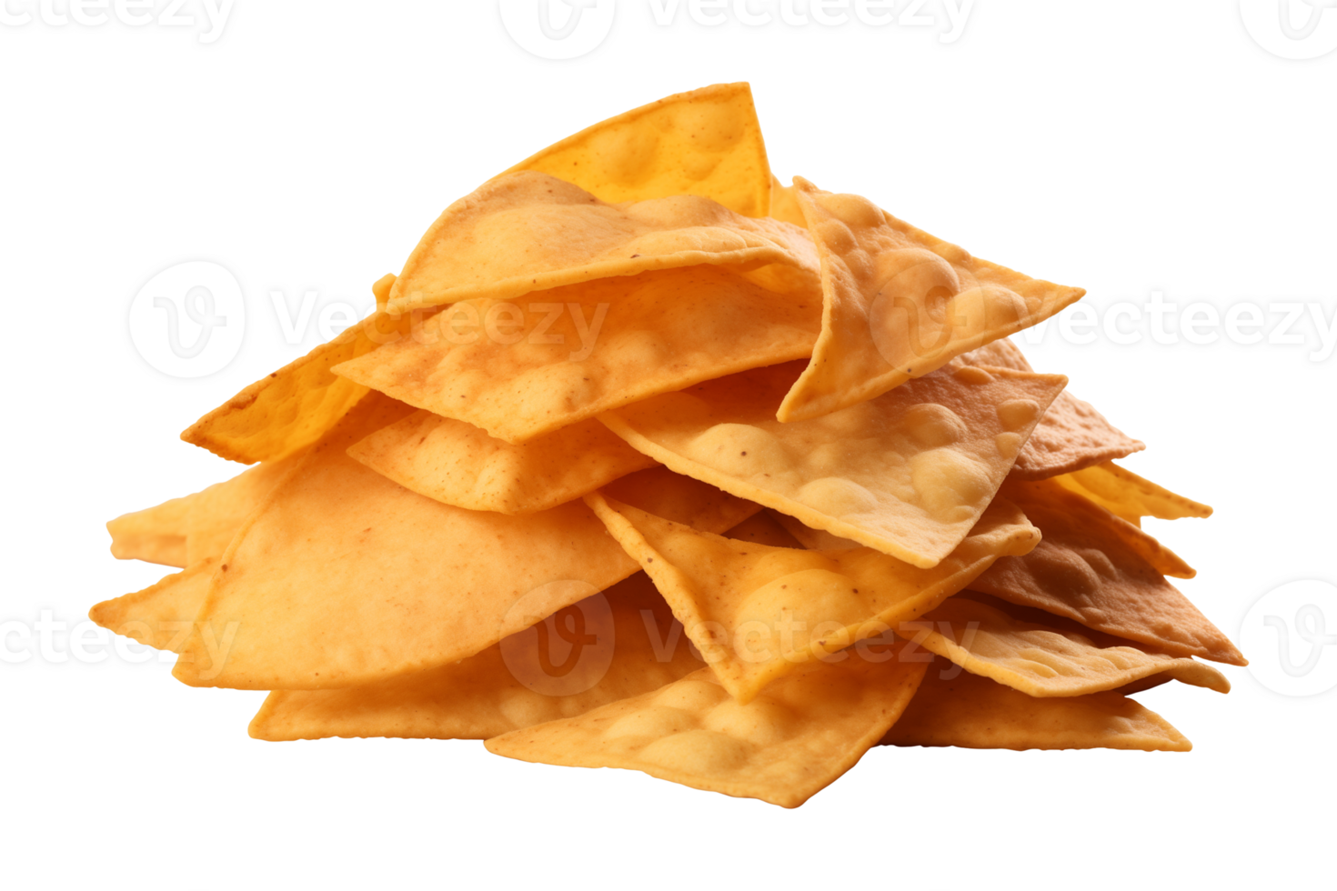 AI generated a pile of nachos isolated on a transparent background, PNG