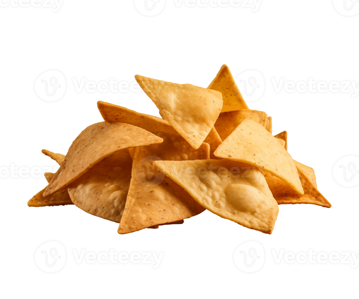 AI generated a pile of nachos isolated on a transparent background, PNG