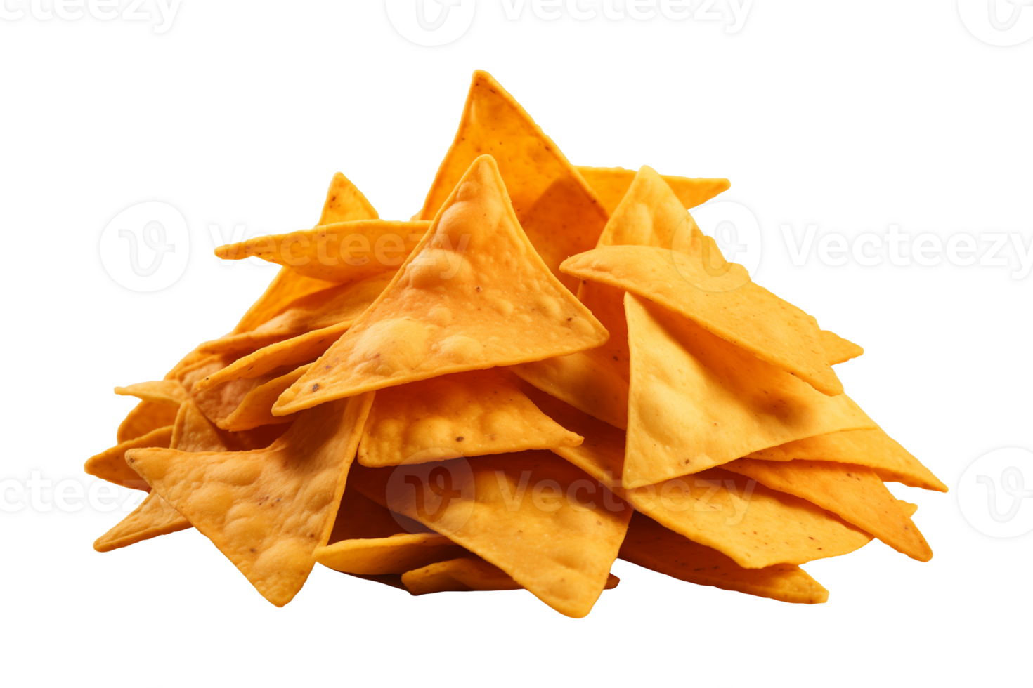 AI generated a pile of nachos isolated on a transparent background, PNG