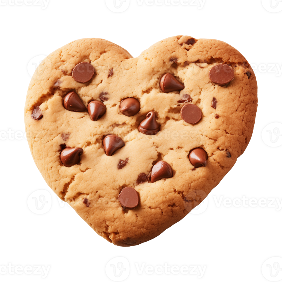 AI generated heart-shaped cookie or biscuit isolated on a transparent background, PNG