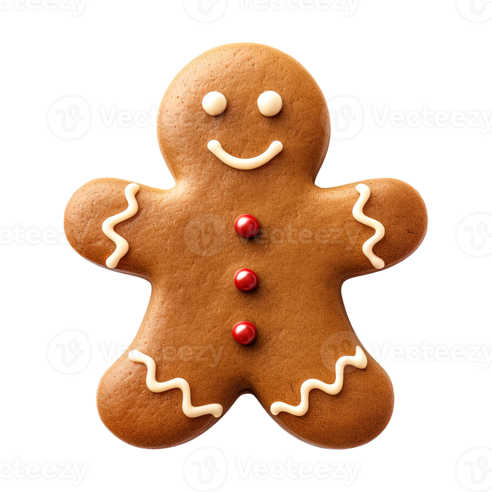 AI generated gingerbread men cookie isolated on transparent background, PNG