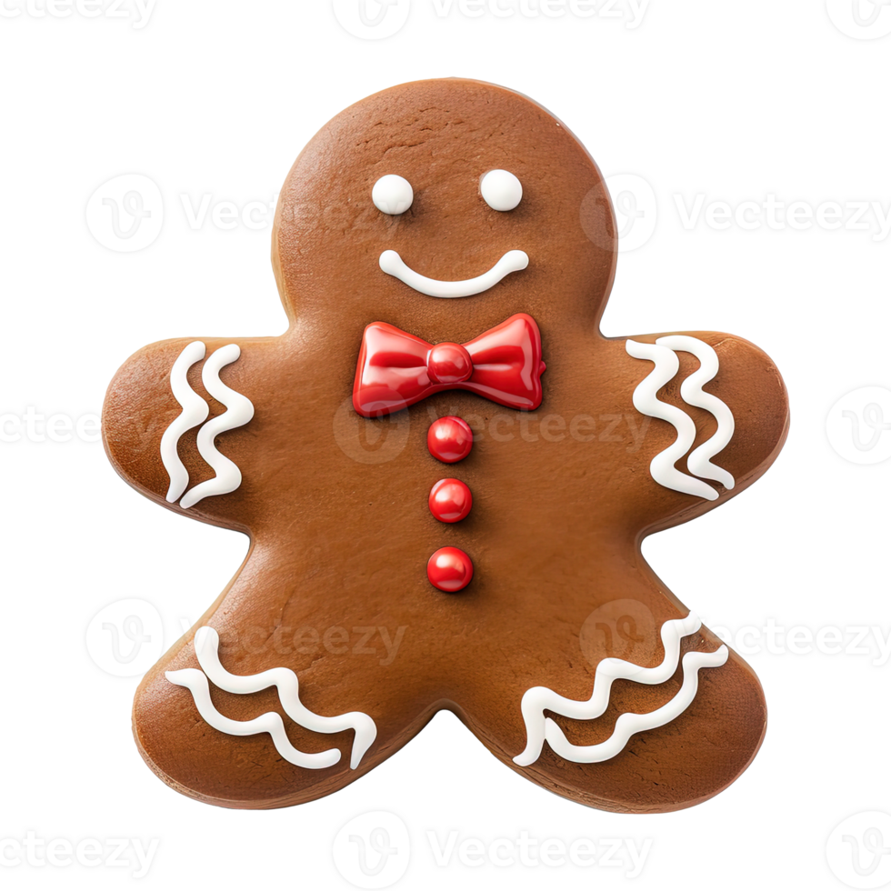 AI generated gingerbread men cookie isolated on transparent background, PNG