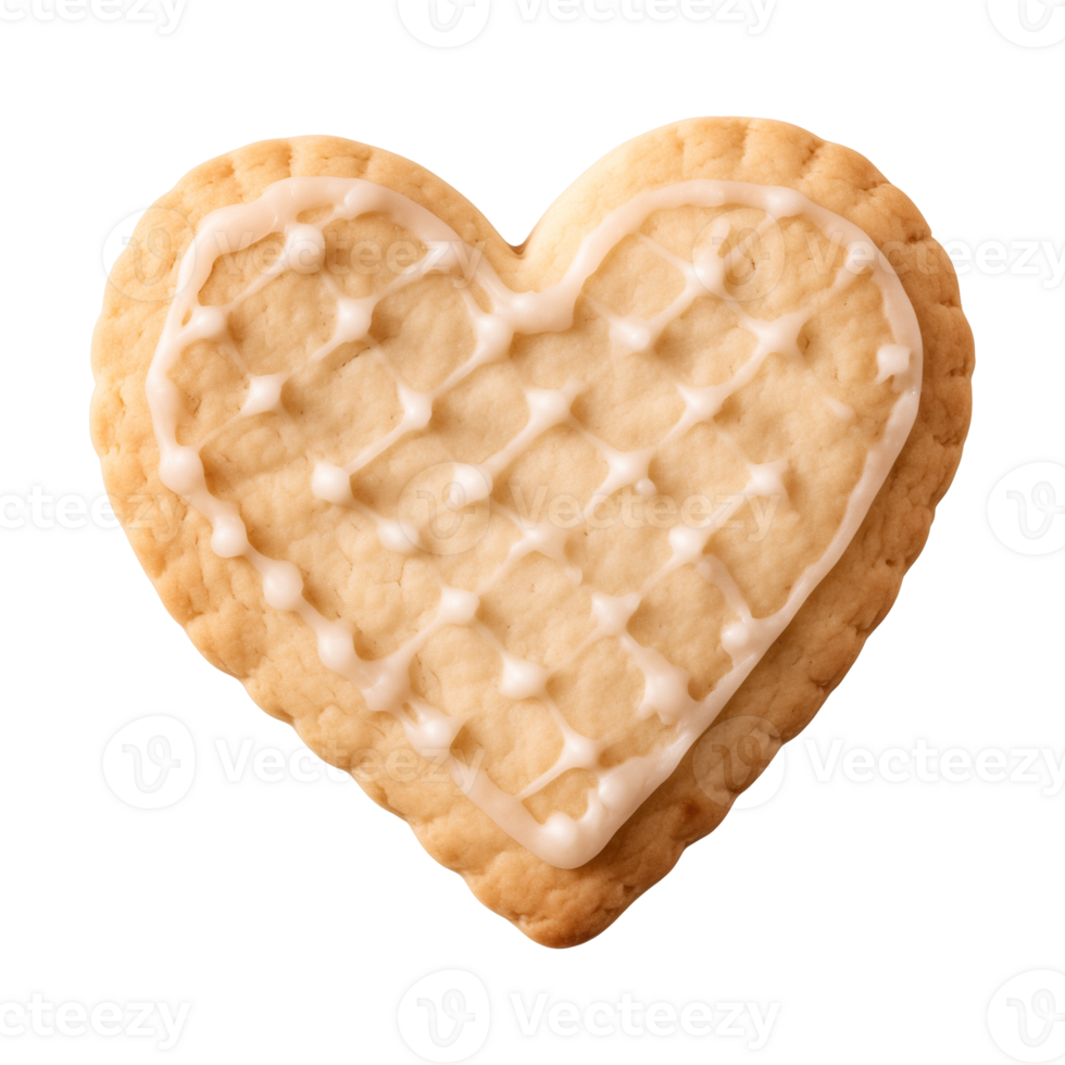 AI generated heart-shaped cookie or biscuit isolated on a transparent background, PNG