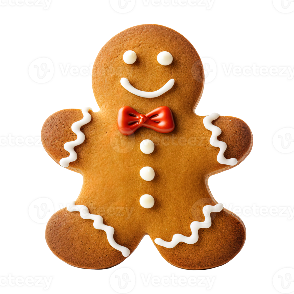 AI generated gingerbread men cookie isolated on transparent background, PNG