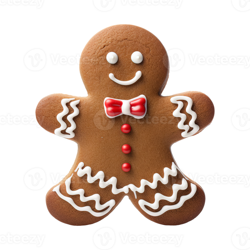 AI generated gingerbread men cookie isolated on transparent background, PNG