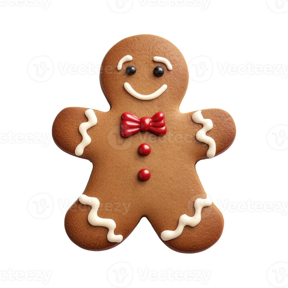 AI generated gingerbread men cookie isolated on transparent background, PNG