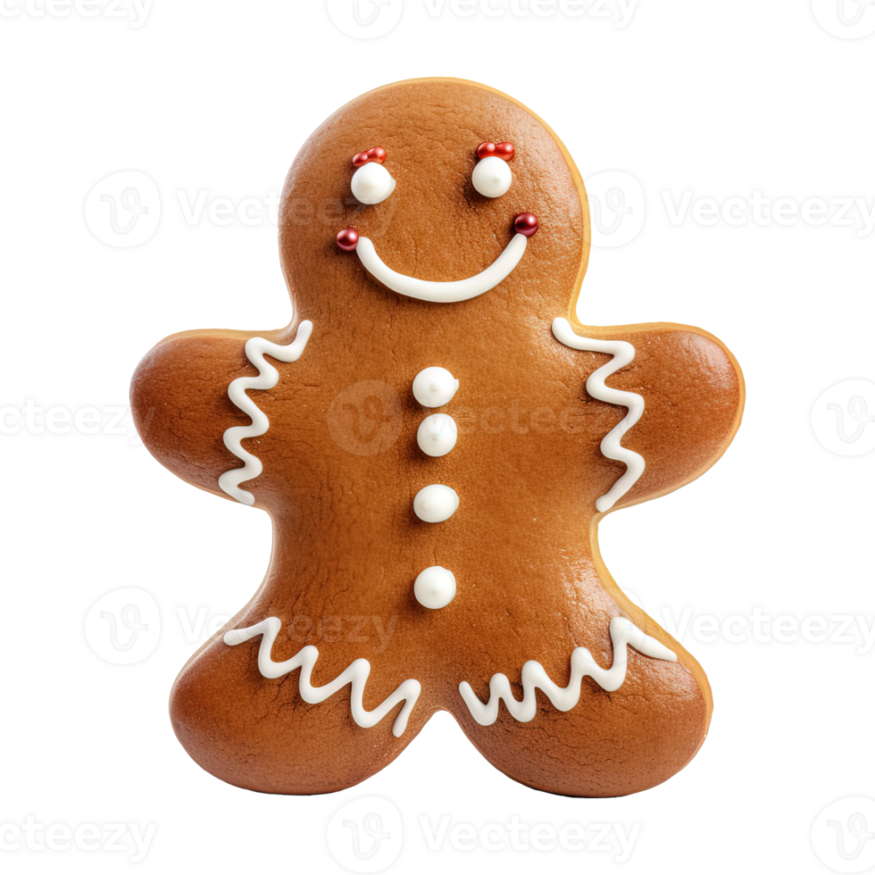 AI generated gingerbread men cookie isolated on transparent background, PNG