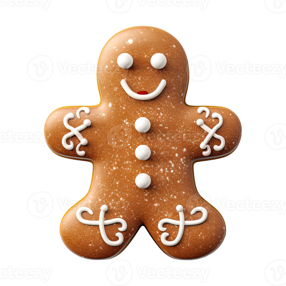 AI generated gingerbread men cookie isolated on transparent background, PNG