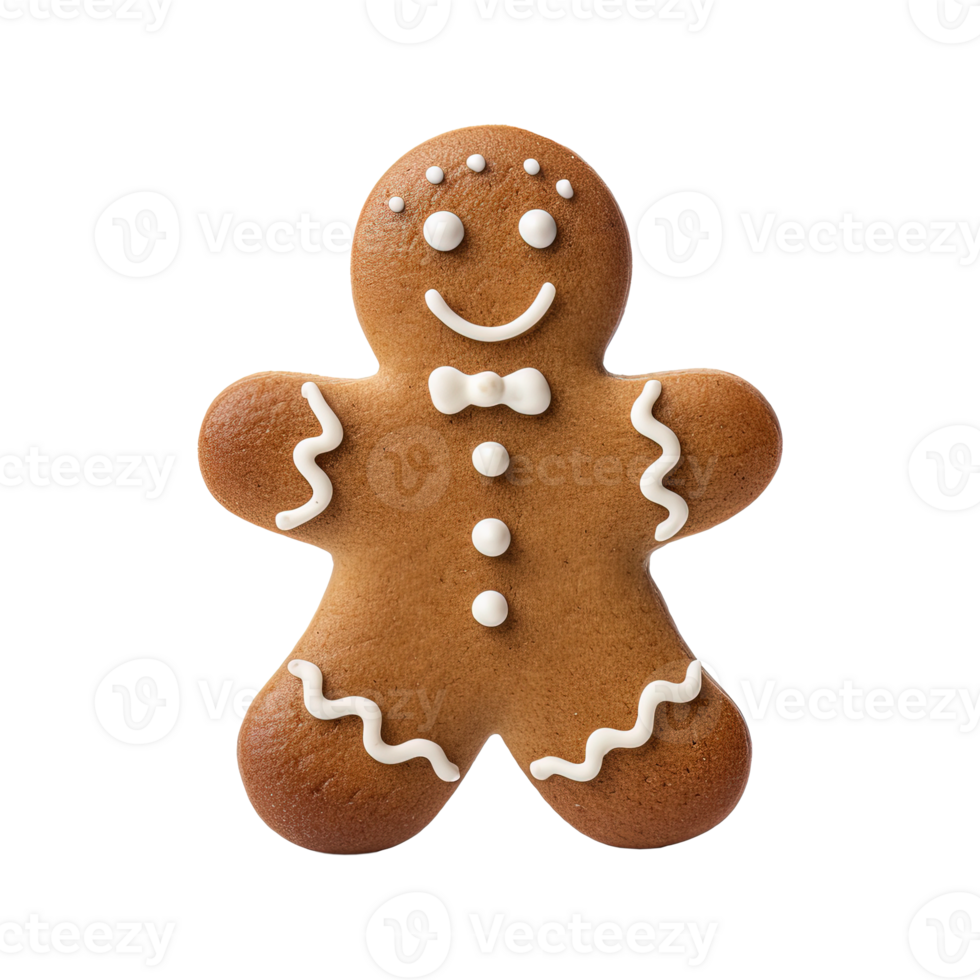 AI generated gingerbread men cookie isolated on transparent background, PNG