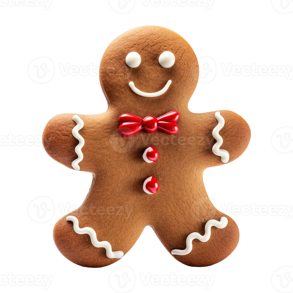 AI generated gingerbread men cookie isolated on transparent background, PNG