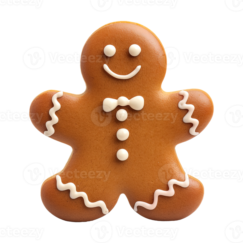 AI generated gingerbread men cookie isolated on transparent background, PNG
