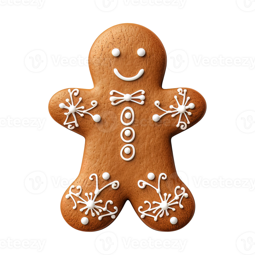 AI generated gingerbread men cookie isolated on transparent background, PNG