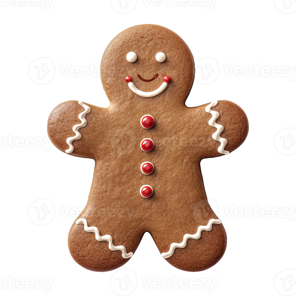 AI generated gingerbread men cookie isolated on transparent background, PNG