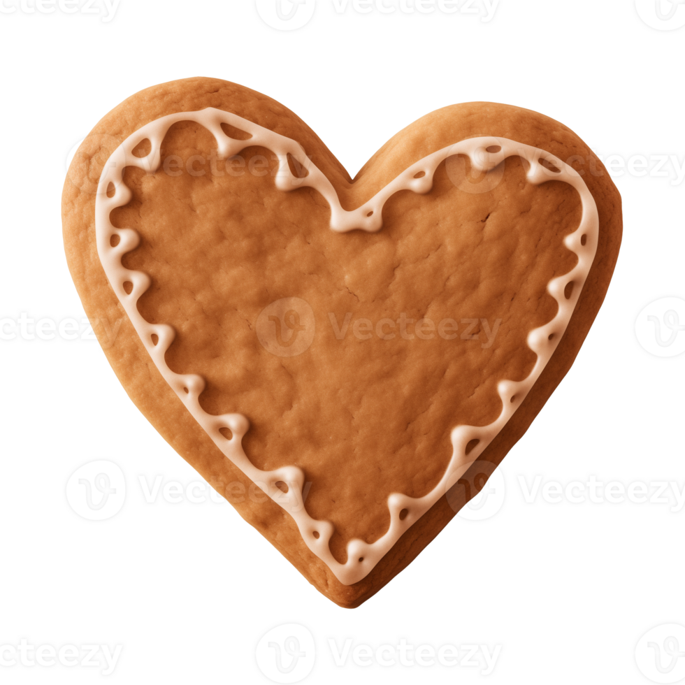 AI generated heart-shaped cookie or biscuit isolated on a transparent background, PNG