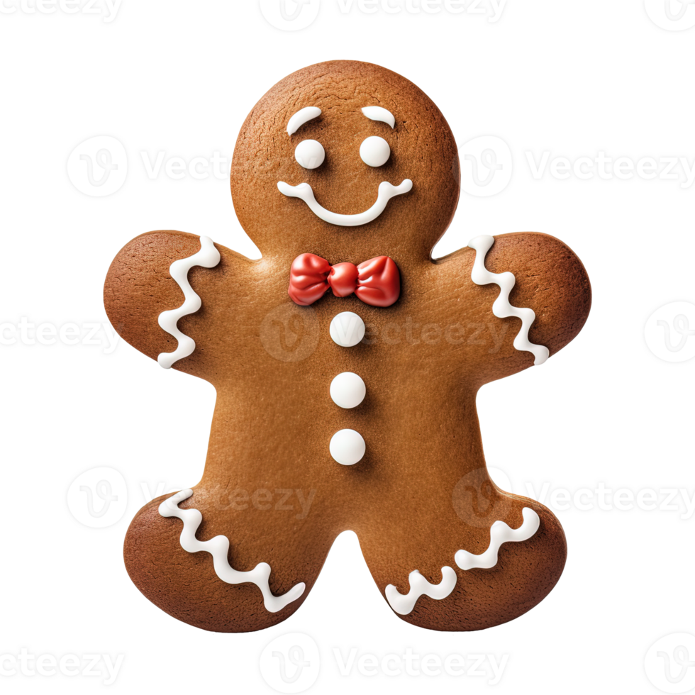 AI generated gingerbread men cookie isolated on transparent background, PNG