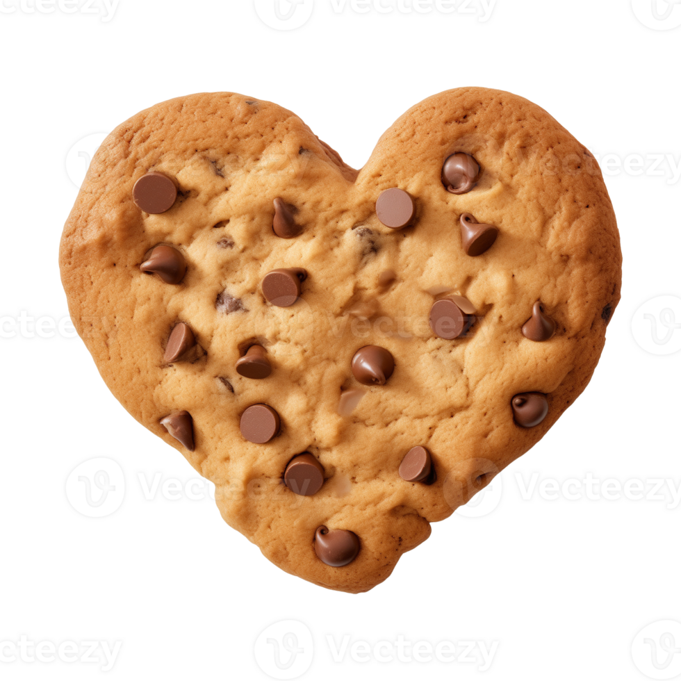 AI generated heart-shaped cookie or biscuit isolated on a transparent background, PNG