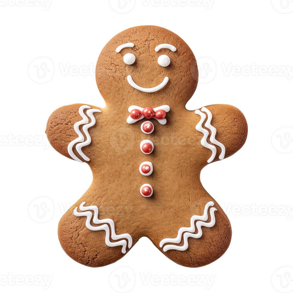 AI generated gingerbread men cookie isolated on transparent background, PNG