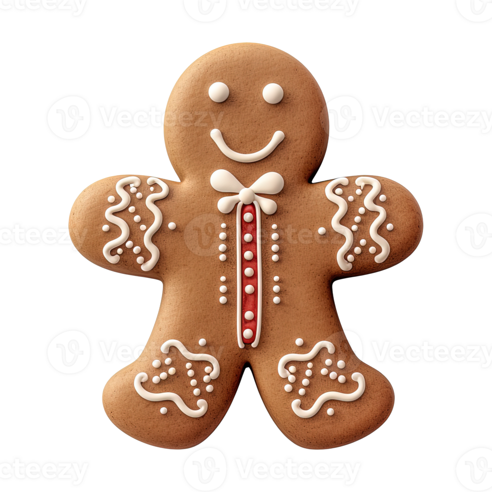 AI generated gingerbread men cookie isolated on transparent background, PNG