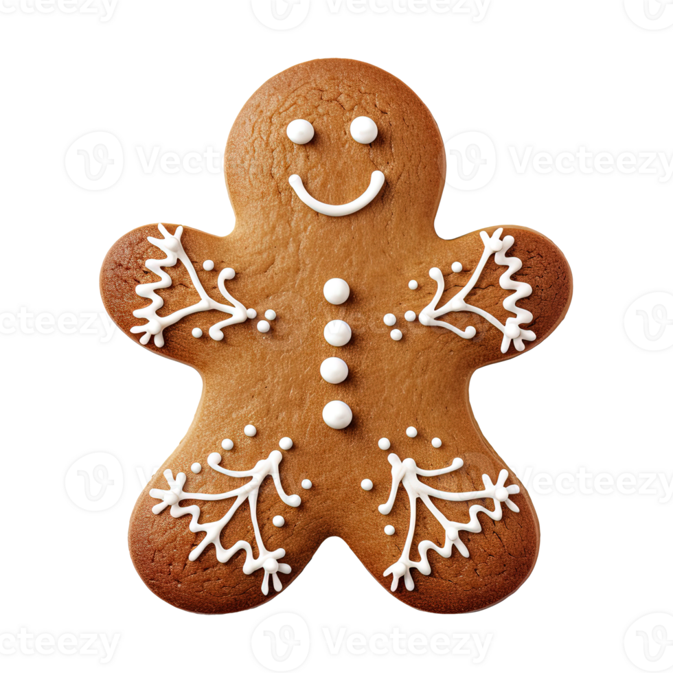 AI generated gingerbread men cookie isolated on transparent background, PNG