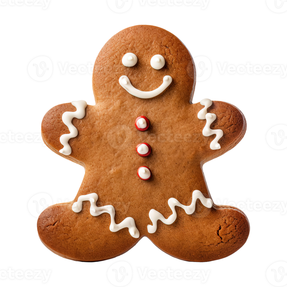 AI generated gingerbread men cookie isolated on transparent background, PNG