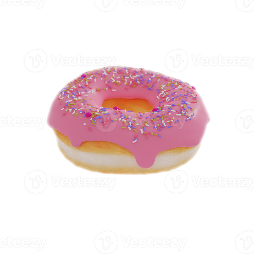 3d illustration of donut with sprinkles isolated on transparent background png
