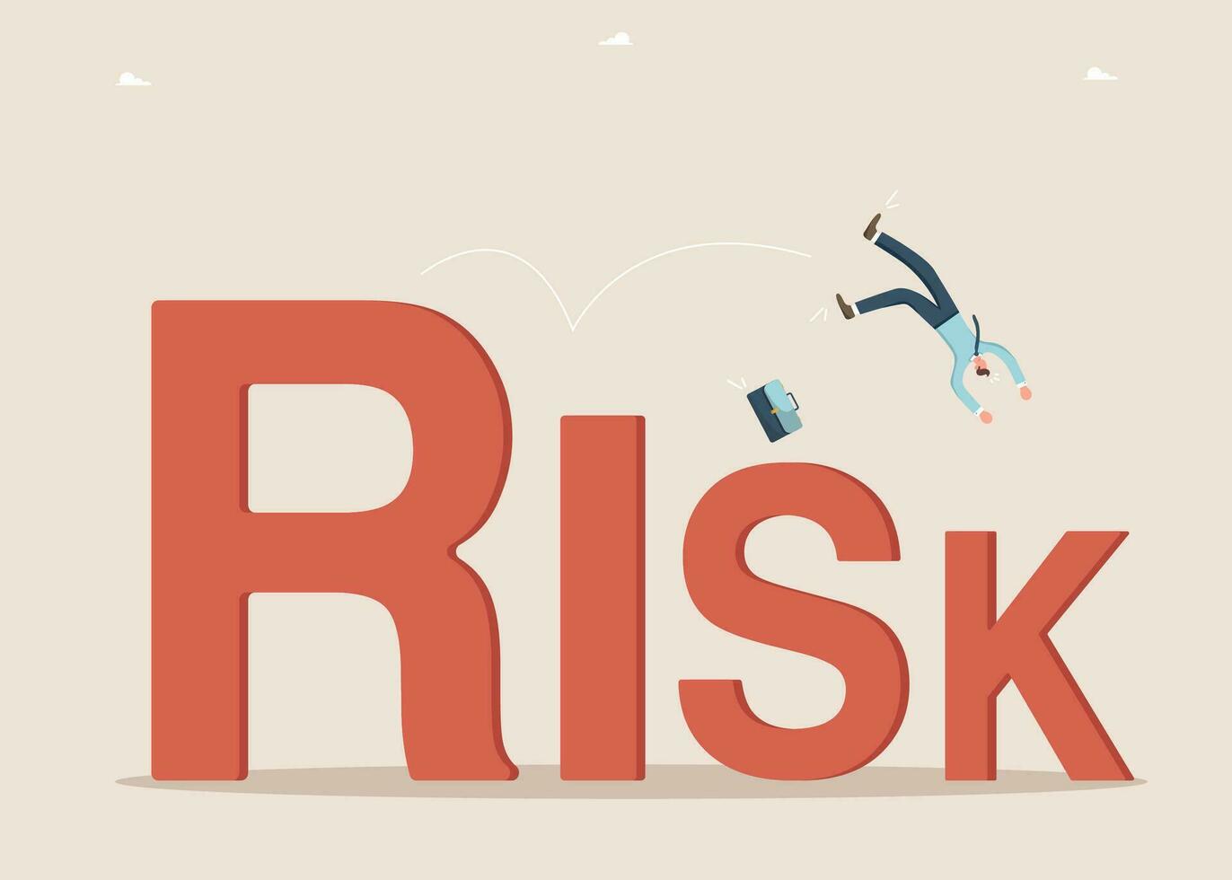 Man falls down with word risk vector