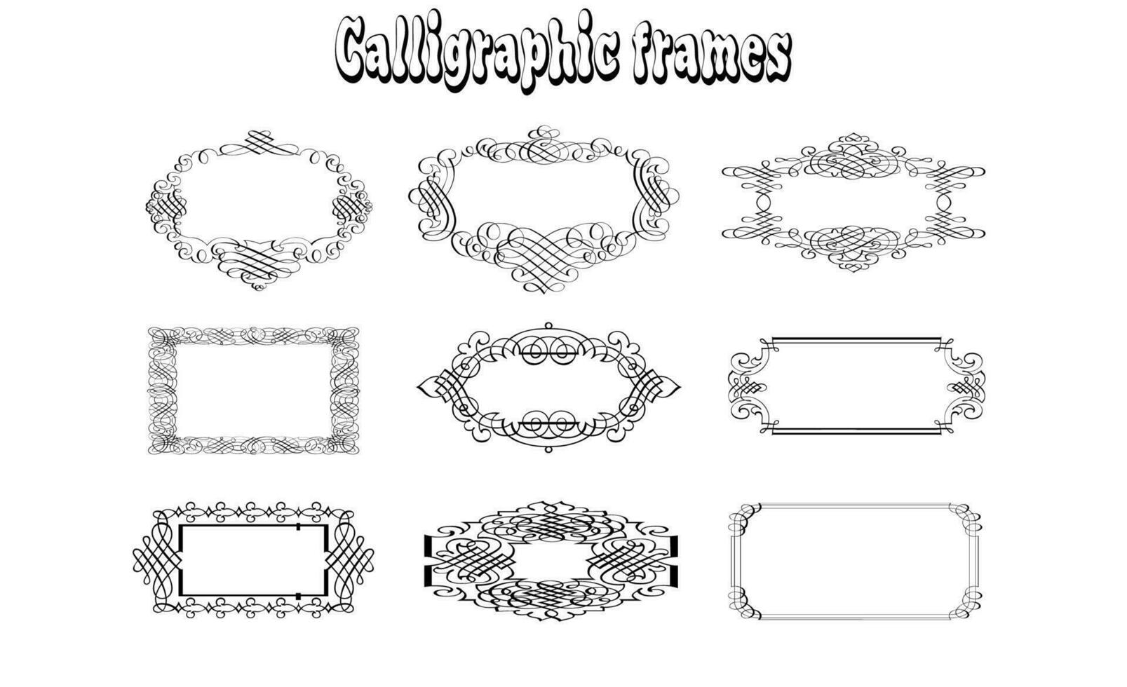 simple black and white frame set with attractive engravings vector