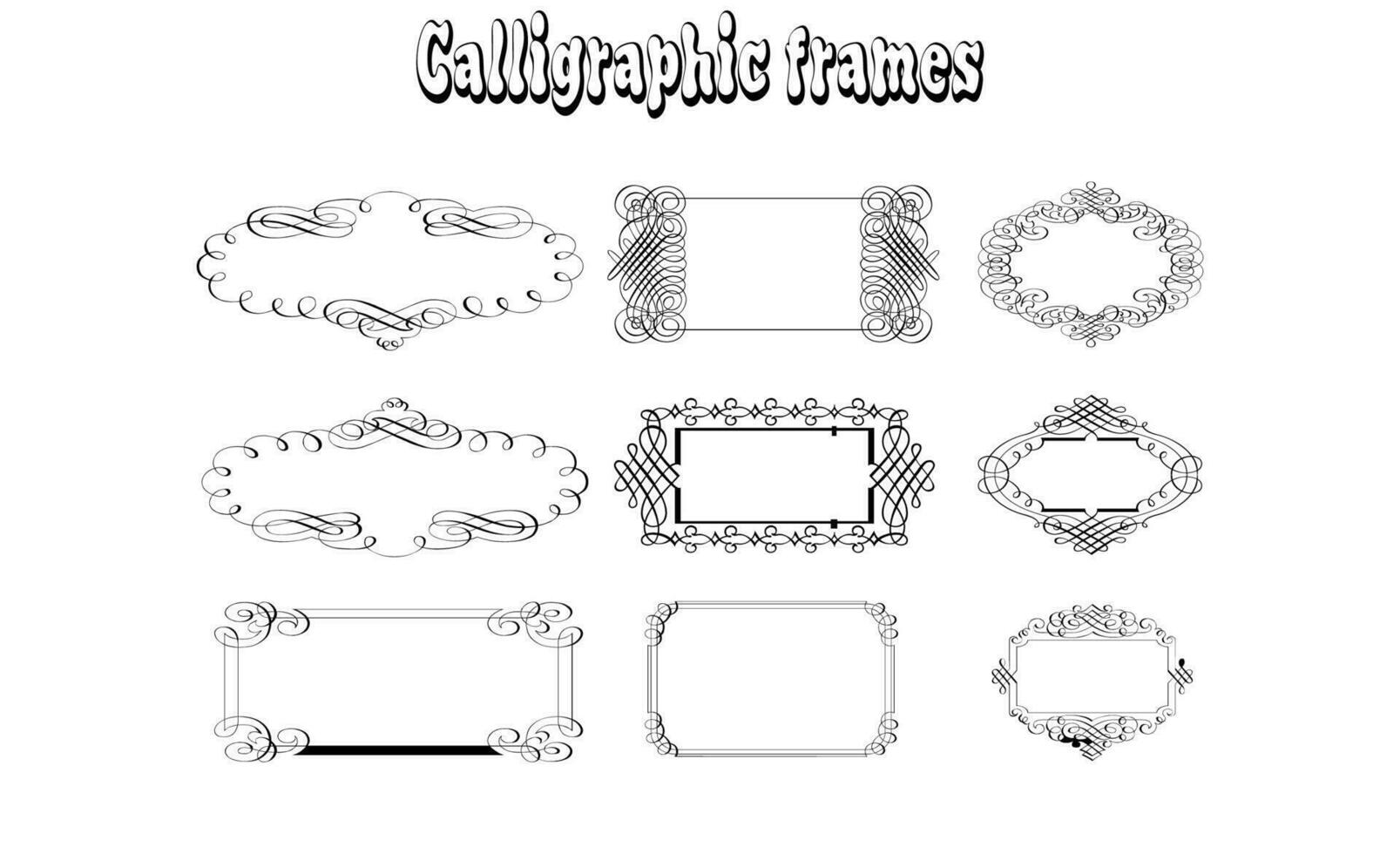 simple black and white frame set with attractive engravings vector