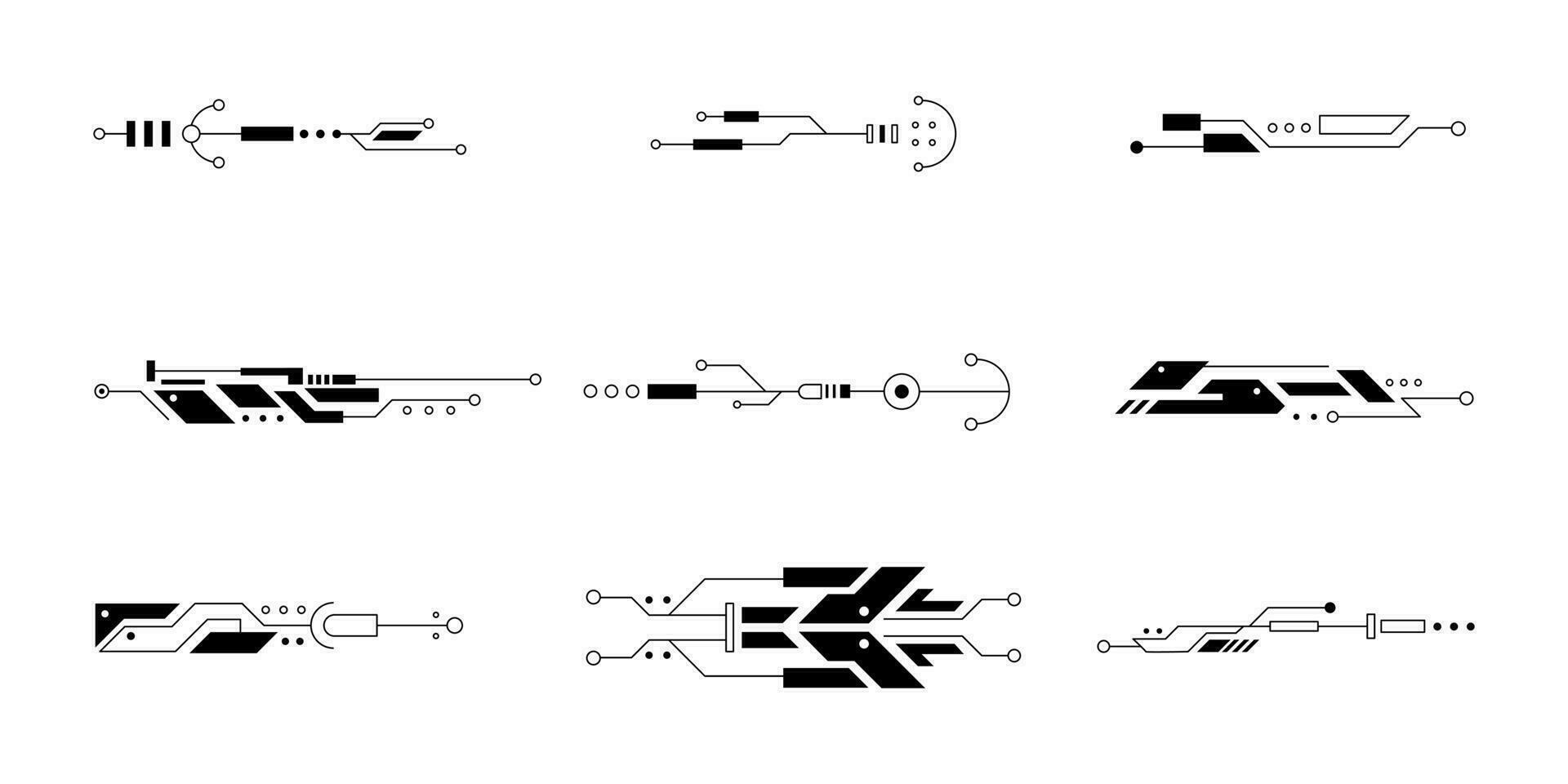 Cyberpunk futuristic element set. Vector illustration