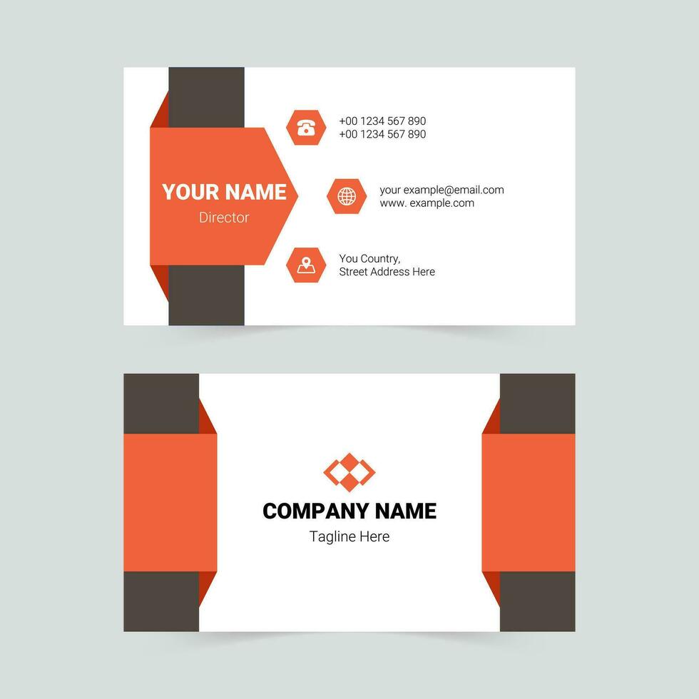 Red and white modern business card template vector