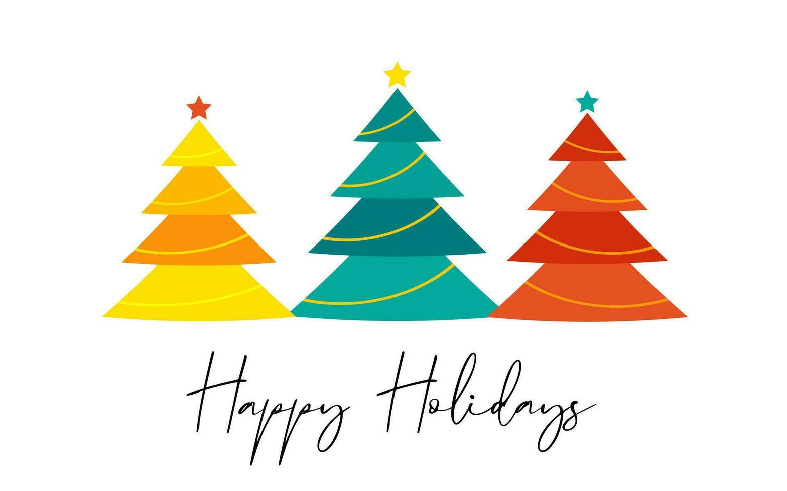 Happy Holidays, xmas card with creative Christmas trees. Modern design vector