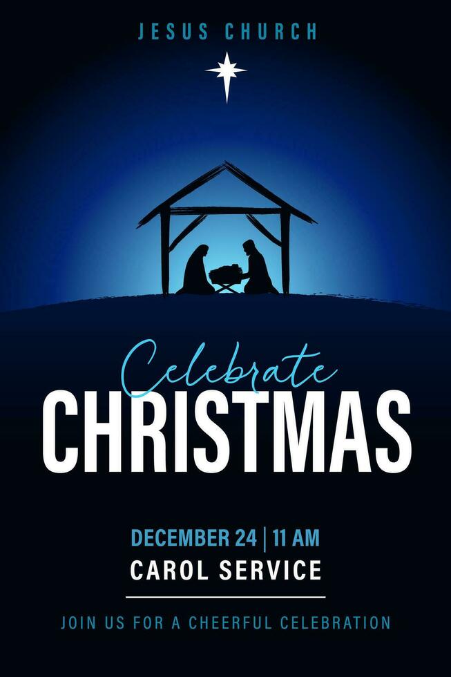 Christmas banner. Church service invitation template. vector